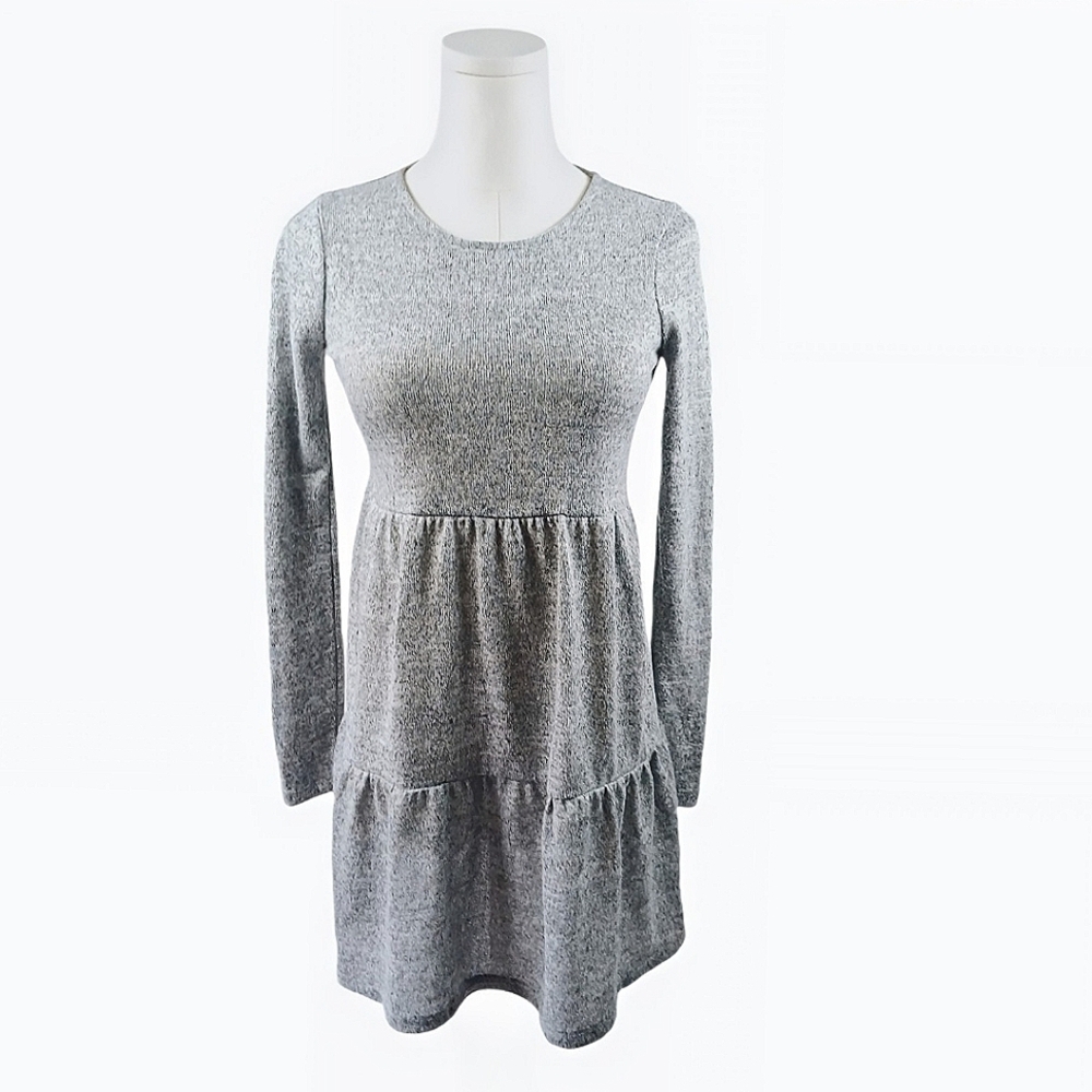 NWOT Love, Fire Heather Gray Tiered Babydoll Mini Dress XS